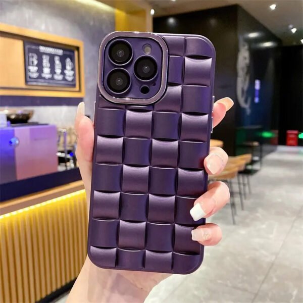 3D Woven Pattern Bump Feel with Full Camera Protection Back Cover for iPhone 12 / 12 Pro
